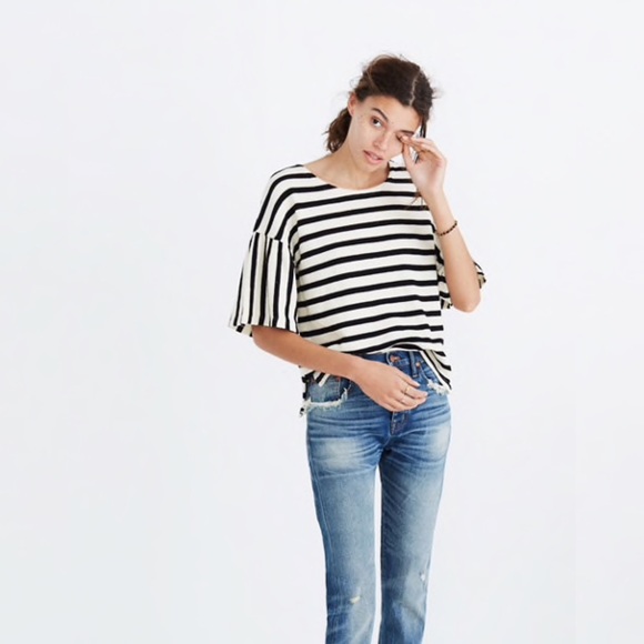 Madewell Tops - Madewell Striped bell Sleeve Top Large